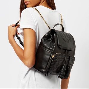 Brand new TORY BURCH Fleming Leather Backpack- Black